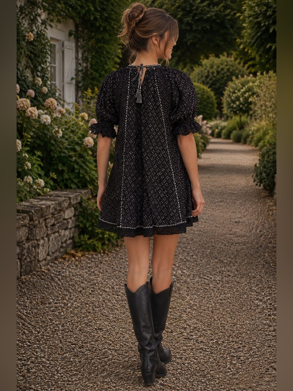 Ulla Johnson Feroz Mini Dress Sz 4 Black Boho Prairie Designer - Picture 2 of 9